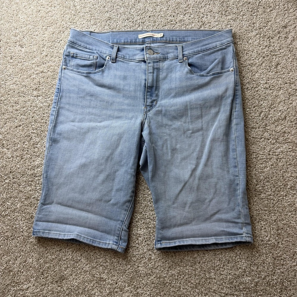 Levis Denim Bermuda Shorts Womens 32 Light Blue Classic 5 Pocket Summer Casual
